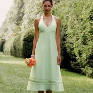 Honeydew Green Bridesmaid Halter Dress